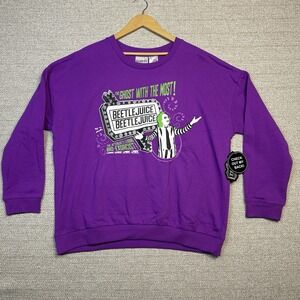 Beetlejuice Sweatshirt Adult XXXL 3X Purple Pullover Double‎ Sided Showtime
